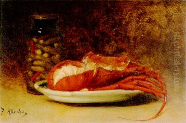 Stilleben Mit Hummer Und Gurken In Einem Glas Oil Painting by Antoine-Ferdinand Attendu