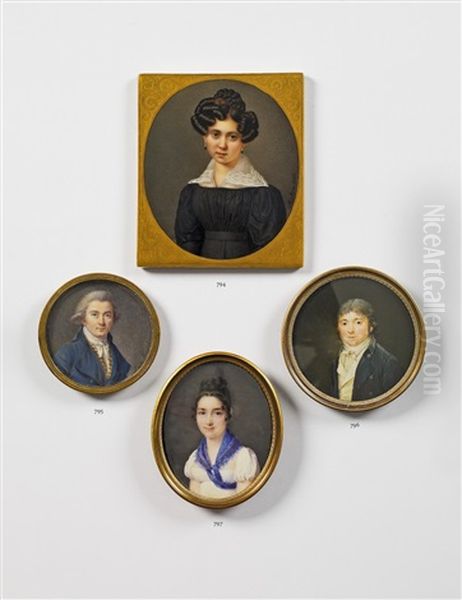 A Portrait Miniature Of A Young Munich Lady Oil Painting by Max Joseph Auer