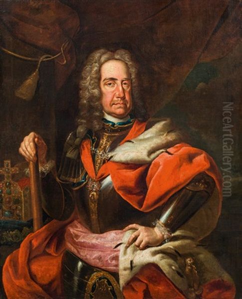 Kaiser Karl Vi. In Rustung Oil Painting by Johann Gottfried Auerbach