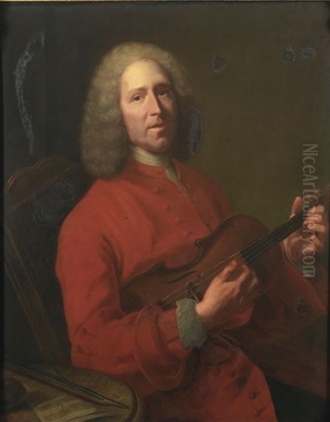 Portrait De Jean-philippe Rameau Oil Painting by Jacques-Andre-Joseph Aved