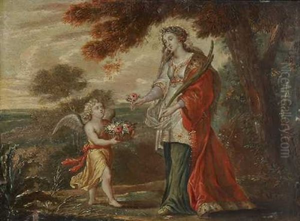 Martyrerin Mit Engel Oil Painting by Peeter Van Avont