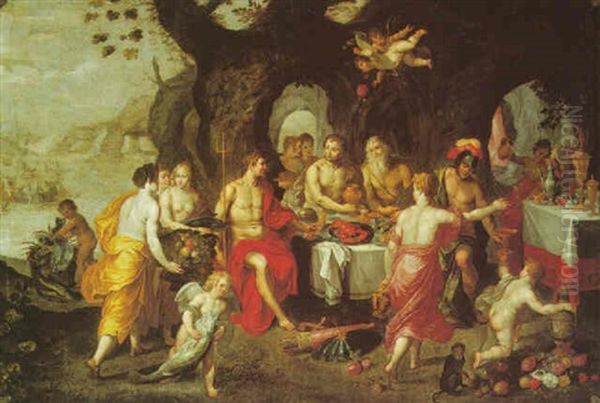 Banquet Of The Gods Oil Painting by Peeter Van Avont