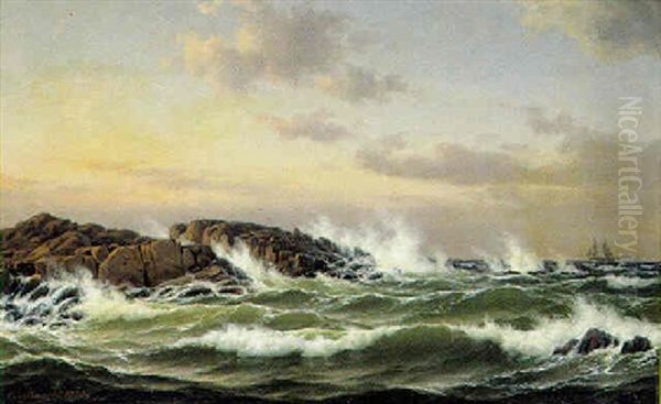 Maine Ved Klippekyst Oil Painting by Carl Emil Baagoe