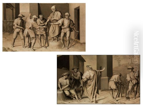 Das Gleichnis Der Arbeiter Im Weinberg (pair) Oil Painting by  Bacchiacca