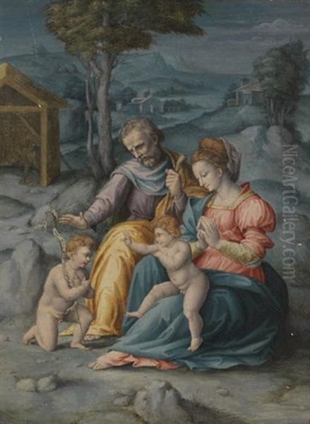 Sainte Famille Avec Saint Jean Baptiste Oil Painting by  Bacchiacca