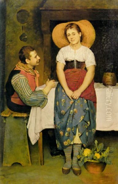 The Proposal Oil Painting by Adolfo Bacci