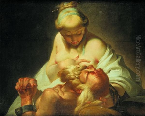 La Charite Romaine Oil Painting by Jean-Jacques Bachelier