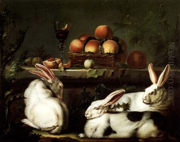 Still Life With Fruit And Rabbits Oil Painting by Jean-Jacques Bachelier