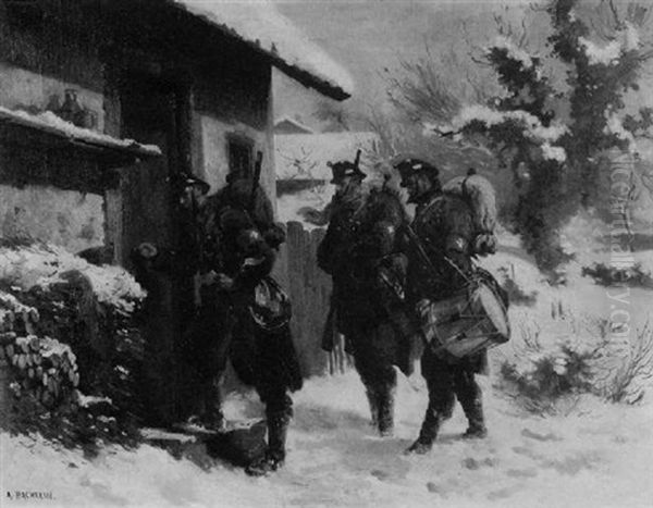 Le Bitte De Logement Oil Painting by Auguste Bachelin