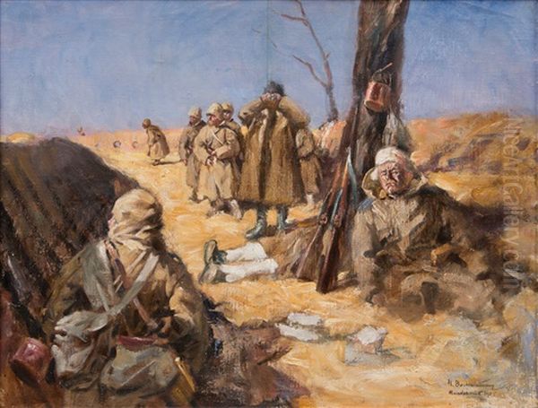 Russian-japanese War Oil Painting by Hugo Backmansson