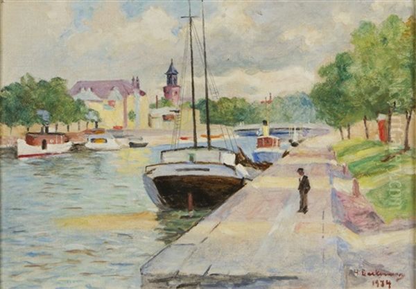 Aurajoki Oil Painting by Hugo Backmansson
