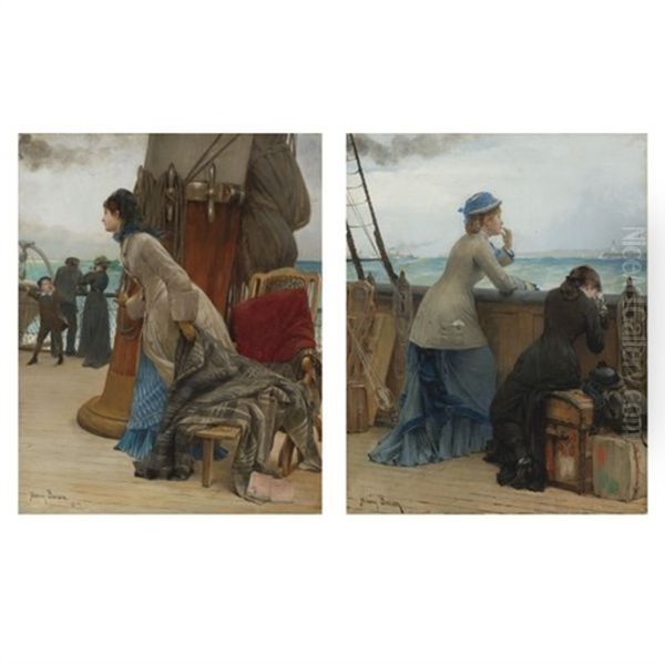 Land! (+ Goodbye; Pair) Oil Painting by Henry Bacon