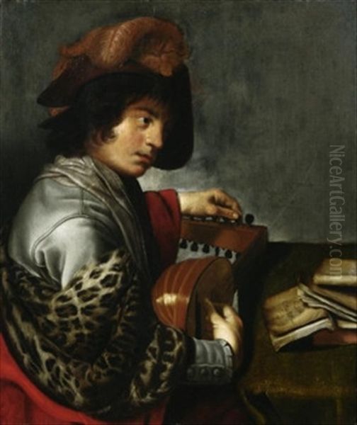 Der Lautenspieler Oil Painting by Johan Baeck