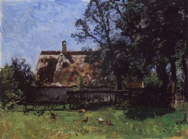 Bauernhaus In Menzing Oil Painting by Fritz Baer