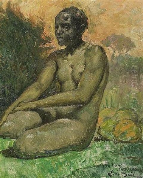 Femme Congolaise Assise Oil Painting by Emile Baes