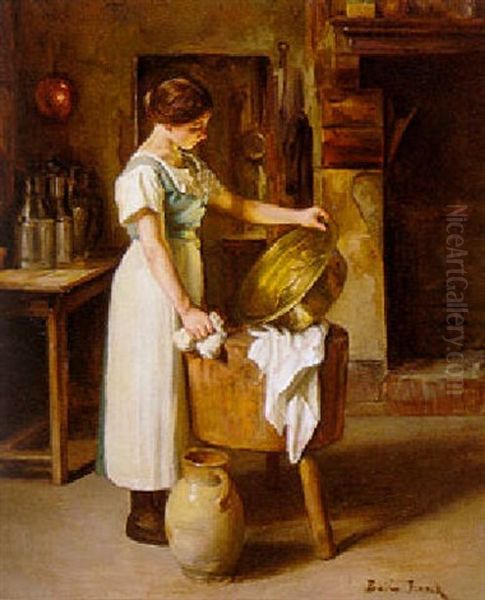 La Recureuse Des Cuivres Oil Painting by Franck Antoine Bail