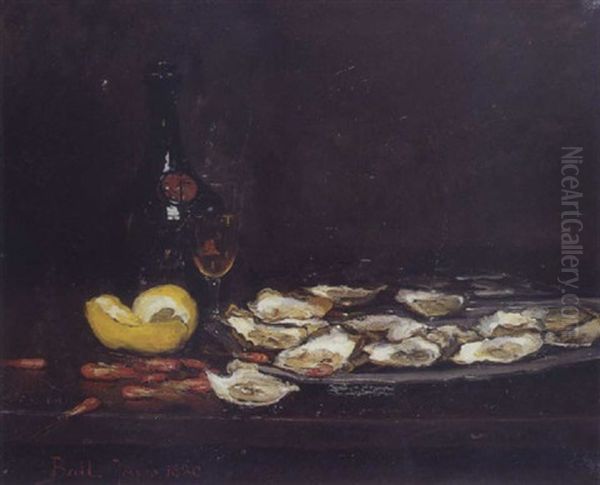 Nature Morte Au Plat D'huitres Oil Painting by Joseph Bail