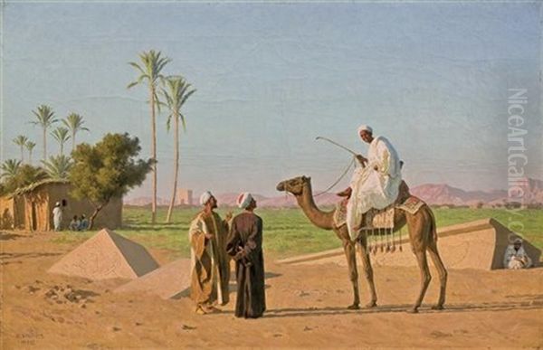 A Stop Near The Ruins Oil Painting by Stephan Wladislawowitsch Bakalowicz