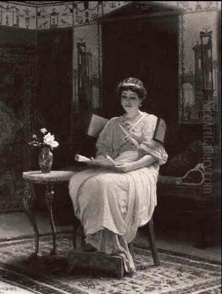 Matrona Romana In Un Interno Oil Painting by Stephan Vladislavovich Bakalowicz