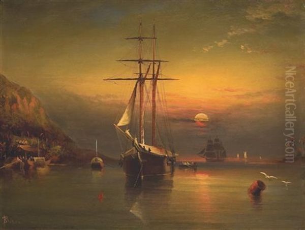 Tropical Sunset Oil Painting by Elisha Taylor Baker
