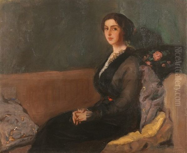 Lady On A Divan Oil Painting by Leon Bakst