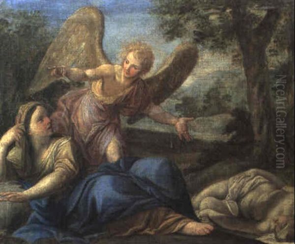 Hagar And The Angel Oil Painting by Pietro Paolo Baldini