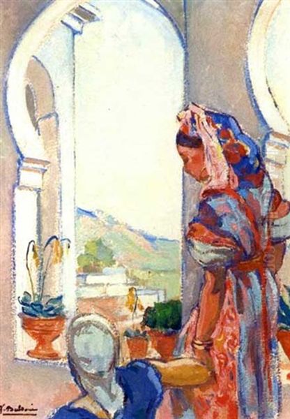 Jeune Fille Marocaine A La Fenetre Oil Painting by Jean Baldoui