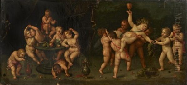 Backanal Med Putti - Allegori Over Hosten Oil Painting by Hendrik van Balen the Elder
