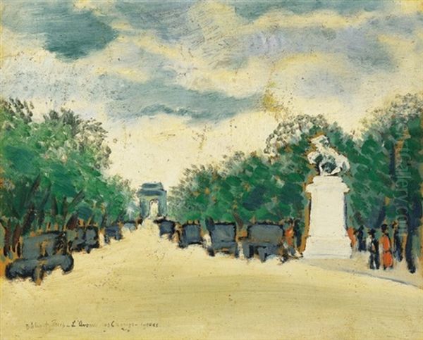 A Parizsi Champs-elysees (the Champs-elysees In Paris) Oil Painting by Rezso Balint