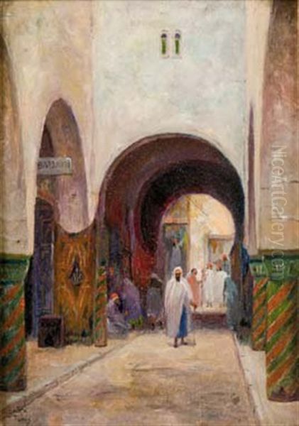 Cafe A Tunis Oil Painting by Theodore Charles Balke