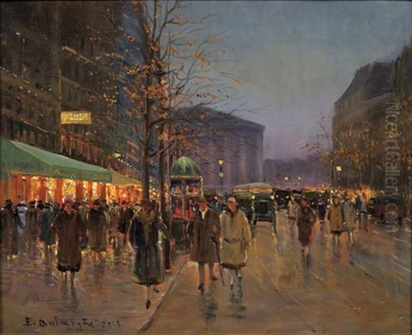 Animation Nocturne A La Madeleine, Paris Oil Painting by Paul-Marcel Candies Balmigere