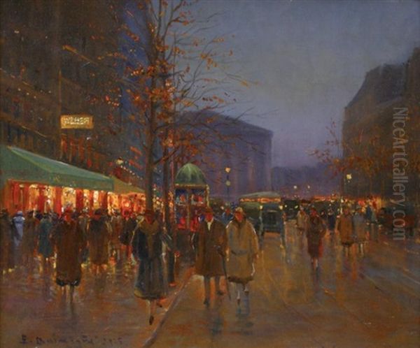 Animation Nocturne A La Madeleine, Paris Oil Painting by Paul-Marcel Candies Balmigere