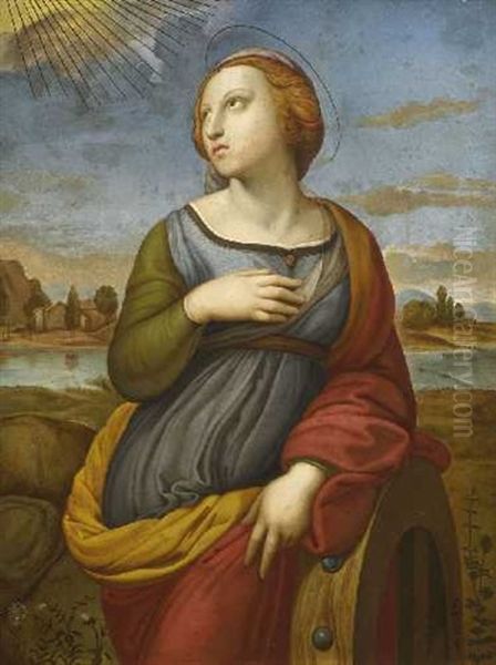 Heilige Katharina (after Raffael) Oil Painting by Jean-Paul-Etienne Balze