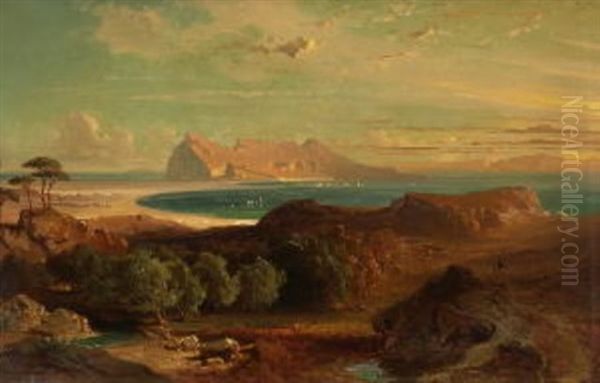 Gibraltar Oil Painting by Fritz Bamberger