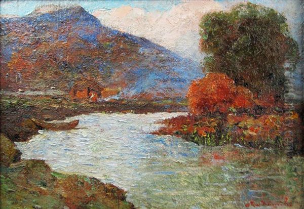 Landscape With River Oil Painting by Octav Bancila