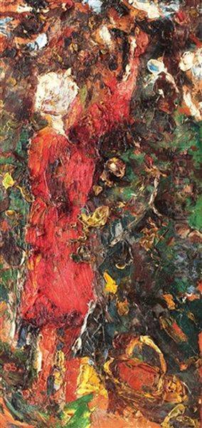 Picking Apples Oil Painting by Octav Bancila