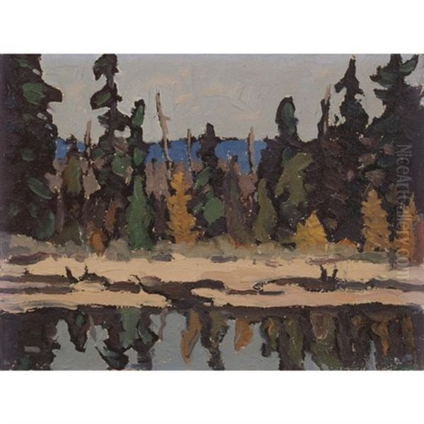 Trees And Lake Oil Painting by Sir Frederick Grant Banting