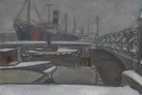Baranoff-rossine_vladimir Davidovich Winter In St. Petersburg Oil Painting by Vladimir Davidovich Baranoff-Rossine