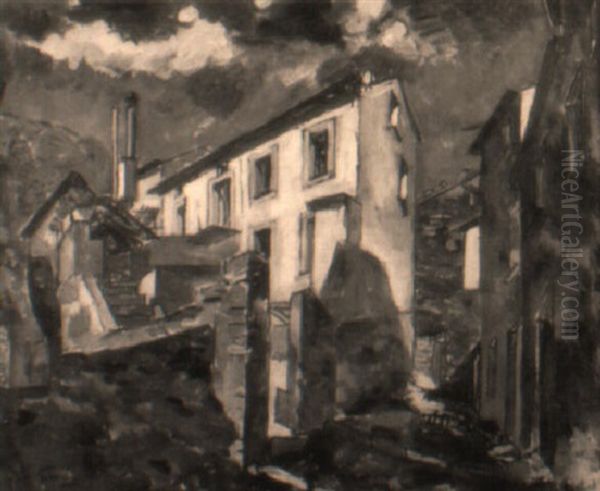 Village Corse Oil Painting by Vladimir Davidovich Baranoff-Rossine