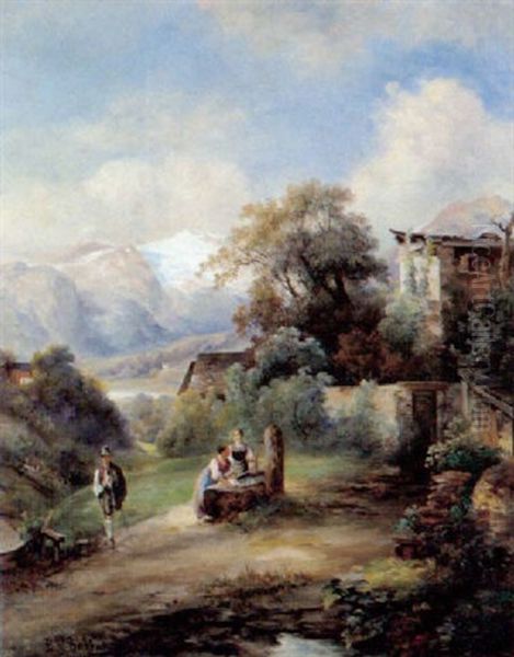 Aus Dem Salzkammergut Oil Painting by Emil Barbarini