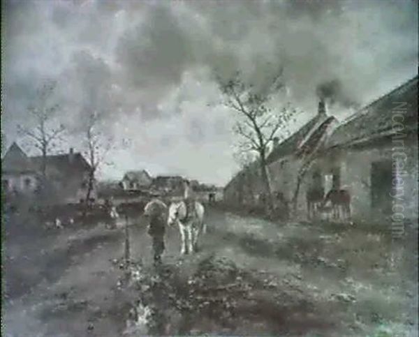 Regentag Oil Painting by Emil Barbarini
