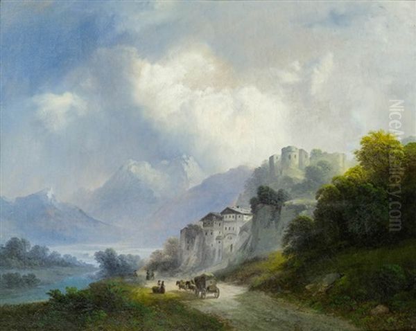 Stadt Im Gebirge Oil Painting by Franz Barbarini