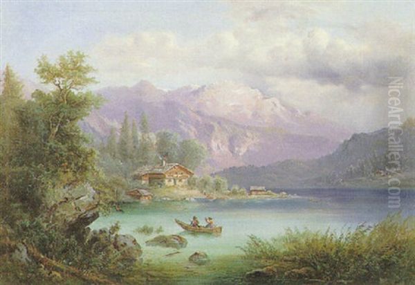 Alpenlandschaft Oil Painting by Gustav Barbarini