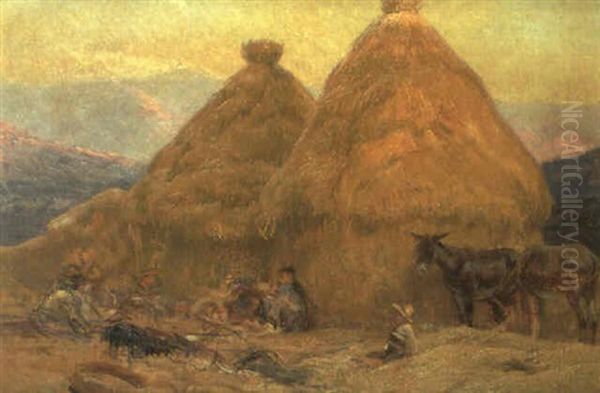 Descansando En La Era Oil Painting by Mariano Barbasan Lagueruela