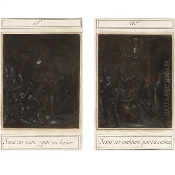 The Kiss Of Judas (+ The Mocking Of Christ, From The Passion; 2 Works) Oil Painting by Dirck Barendsz
