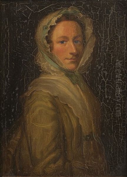 Portrait Of A Lady, Half Length Oil Painting by Benjamin (of Bath) Barker