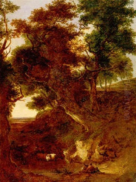 View Near Bath Hampton, Somerset Oil Painting by Benjamin (of Bath) Barker
