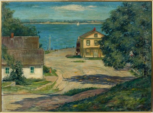 Village Along A Lake Oil Painting by Ernest Harrison Barnes