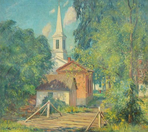 The Village Church Oil Painting by Ernest Harrison Barnes