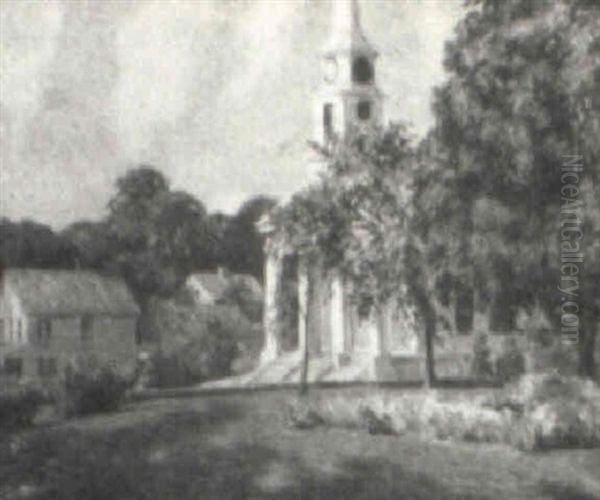 Mystic Baptist Church Oil Painting by Ernest Harrison Barnes